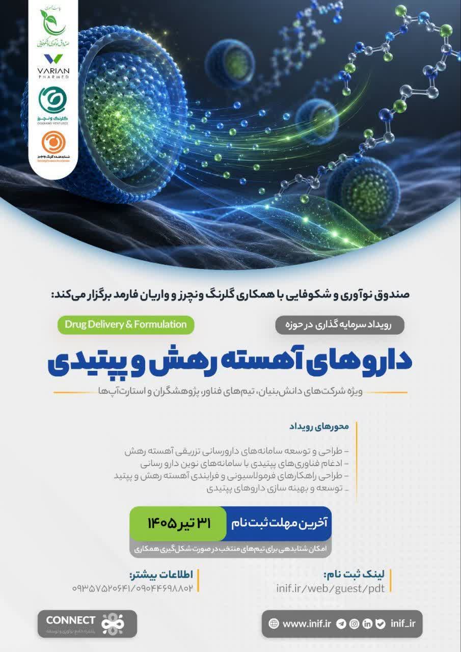 فراخوان مشارکت در رویداد سرمایه‌گذاری در حوزه داروهای آهسته‌رهش و پپتیدی